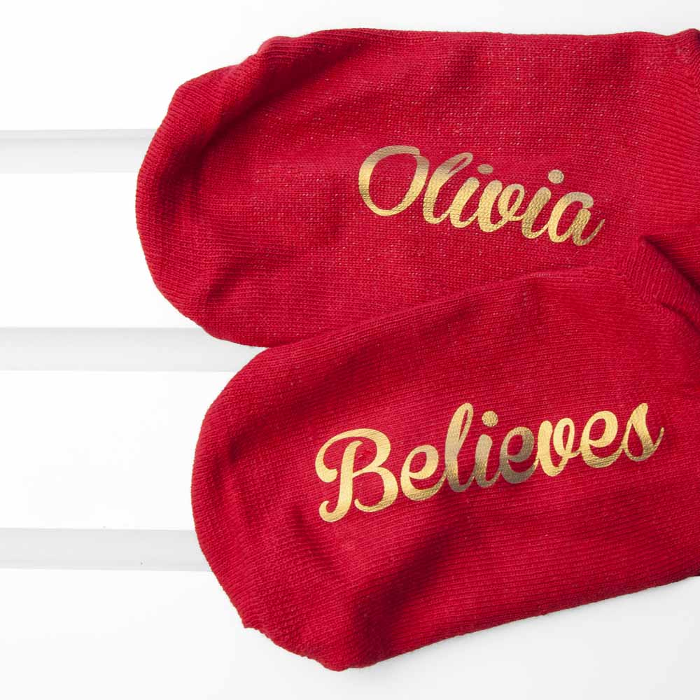 Personalised Kids Crimson & Gold Christmas Day Socks - treat-republic