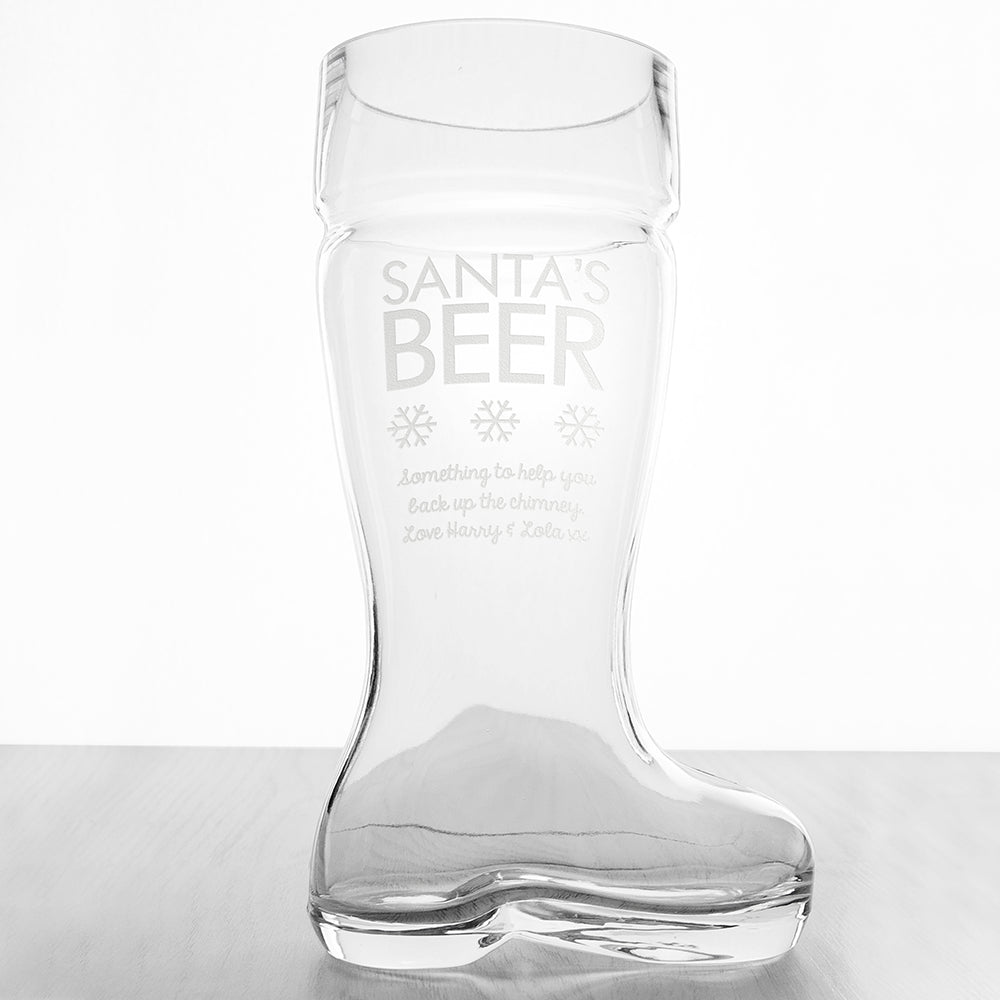 Personalised Large Santa's Boot Beer Glass - treat-republic