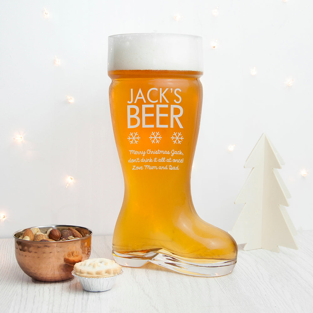 Personalised Large Santa's Boot Beer Glass - treat-republic