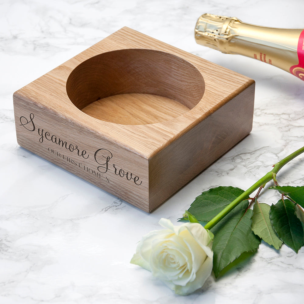 Personalised Solid Oak Champagne Holder - treat-republic