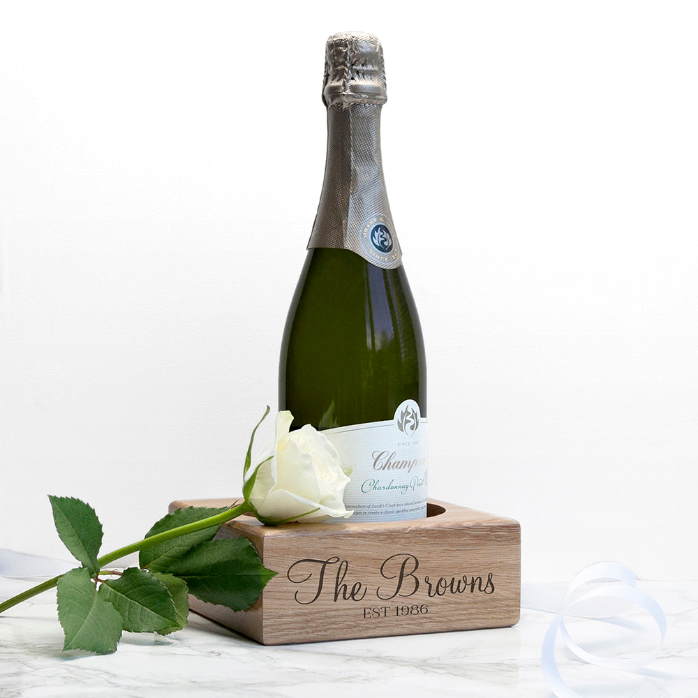 Personalised Solid Oak Champagne Holder - treat-republic