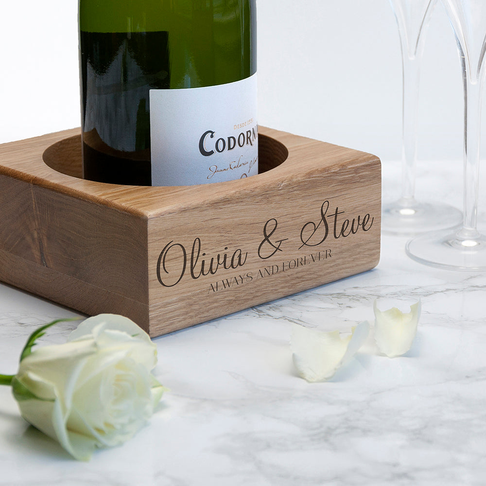Personalised Solid Oak Champagne Holder - treat-republic