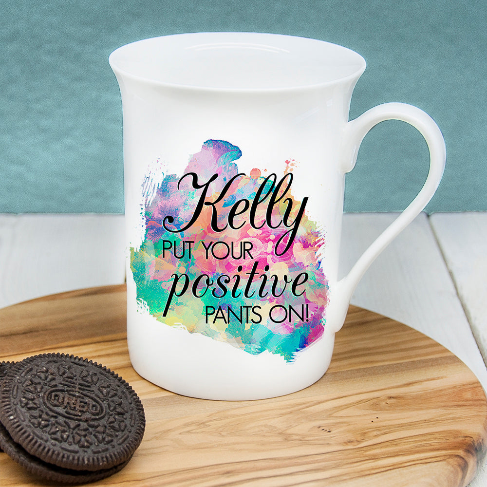 Personalised Positive Pants Bone China Mug - treat-republic