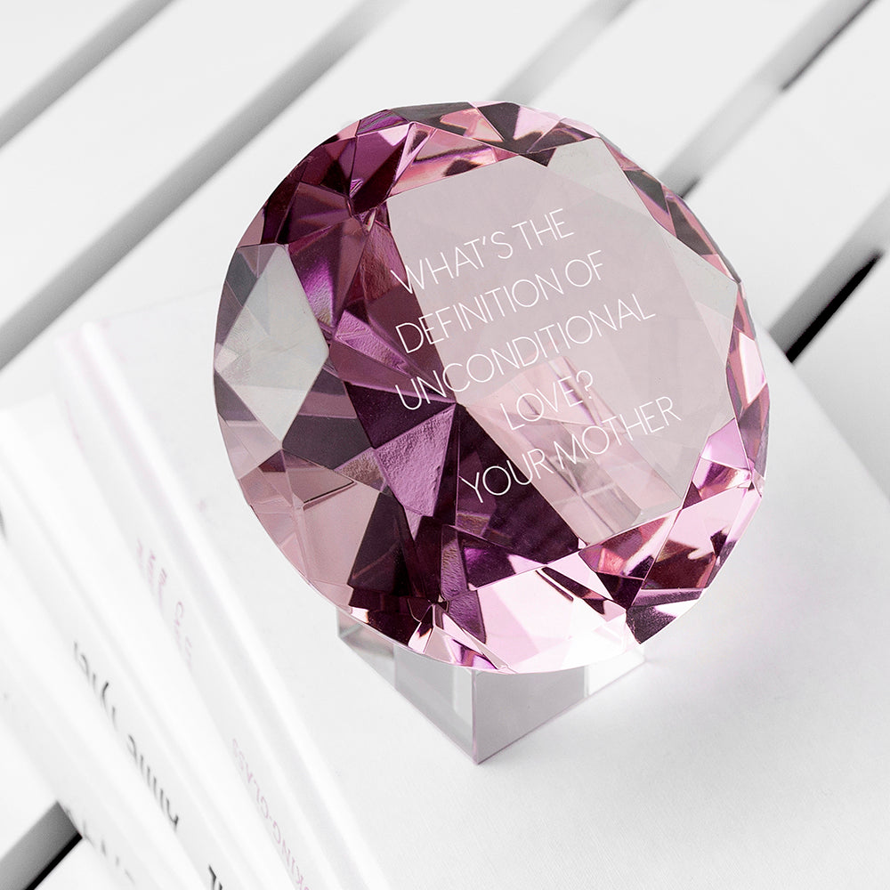 Personalised Pink Diamond Paperweight - treat-republic