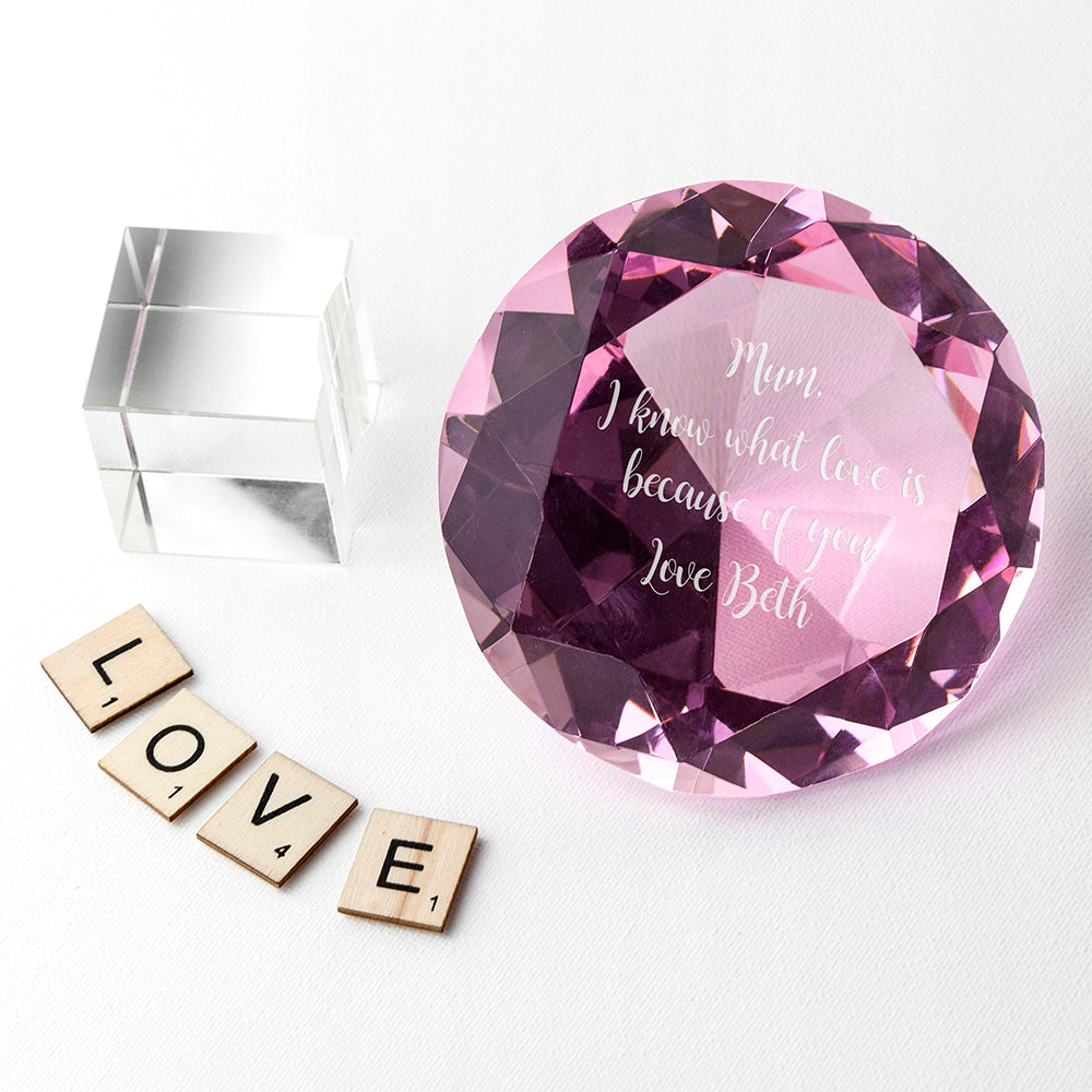 Personalised Pink Diamond Paperweight - treat-republic