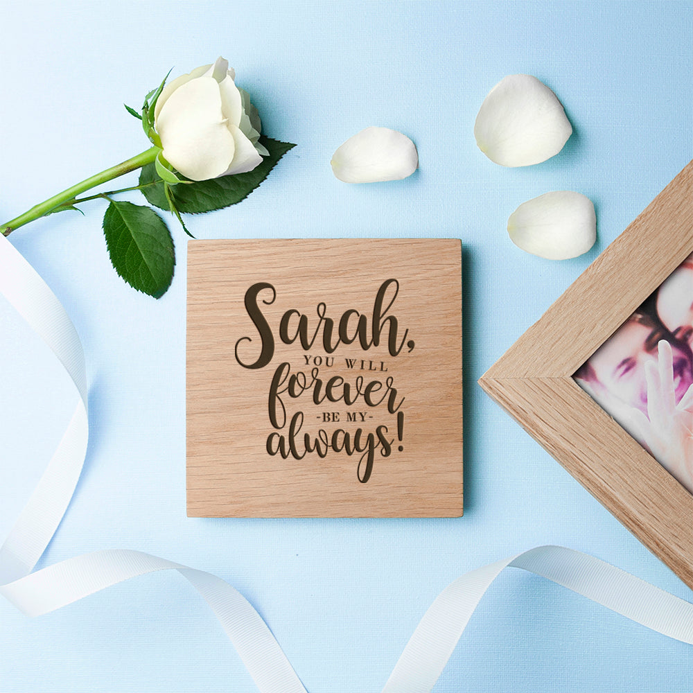 Personalised Forever My Always Oak Photo Cube - treat-republic