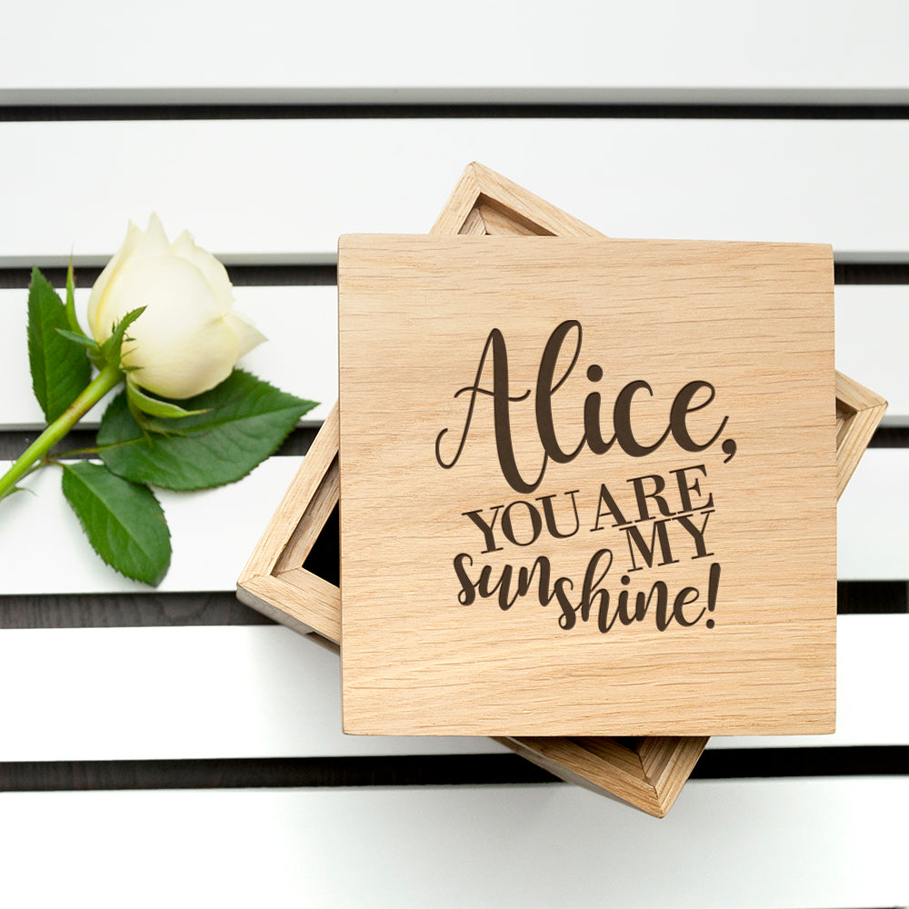 Personalised My Sunshine Oak Photo Cube - treat-republic
