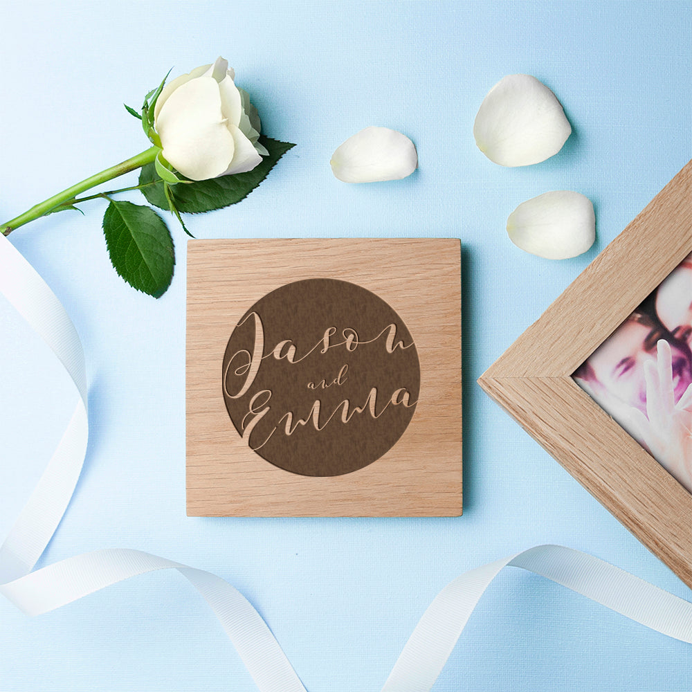 Personalised Typography Oak Photo Cube - treat-republic