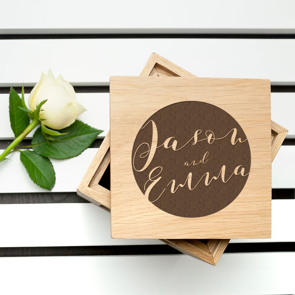 Personalised Typography Oak Photo Cube - treat-republic