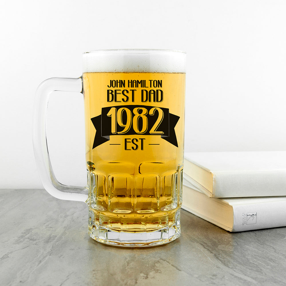 Dad Established In Beer Glass Tankard - treat-republic