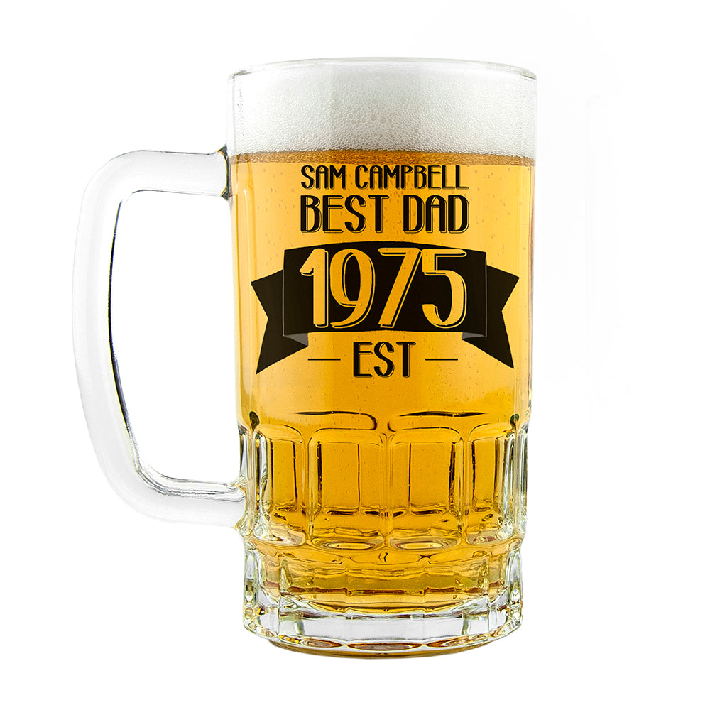 Dad Established In Beer Glass Tankard - treat-republic