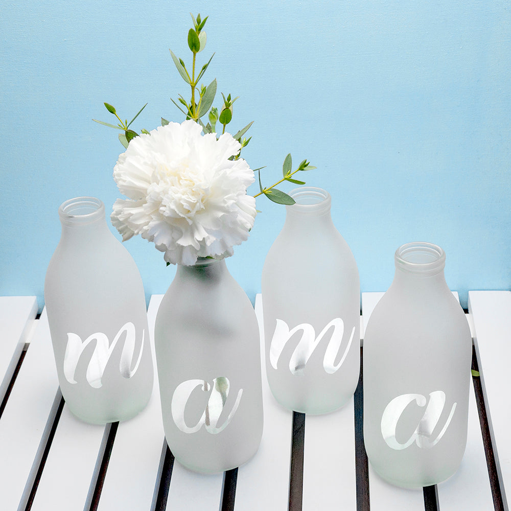 Personalised Letter Milk Bottle Vases - treat-republic