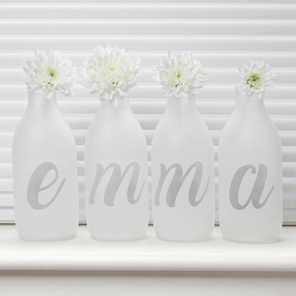 Personalised Letter Milk Bottle Vases - treat-republic