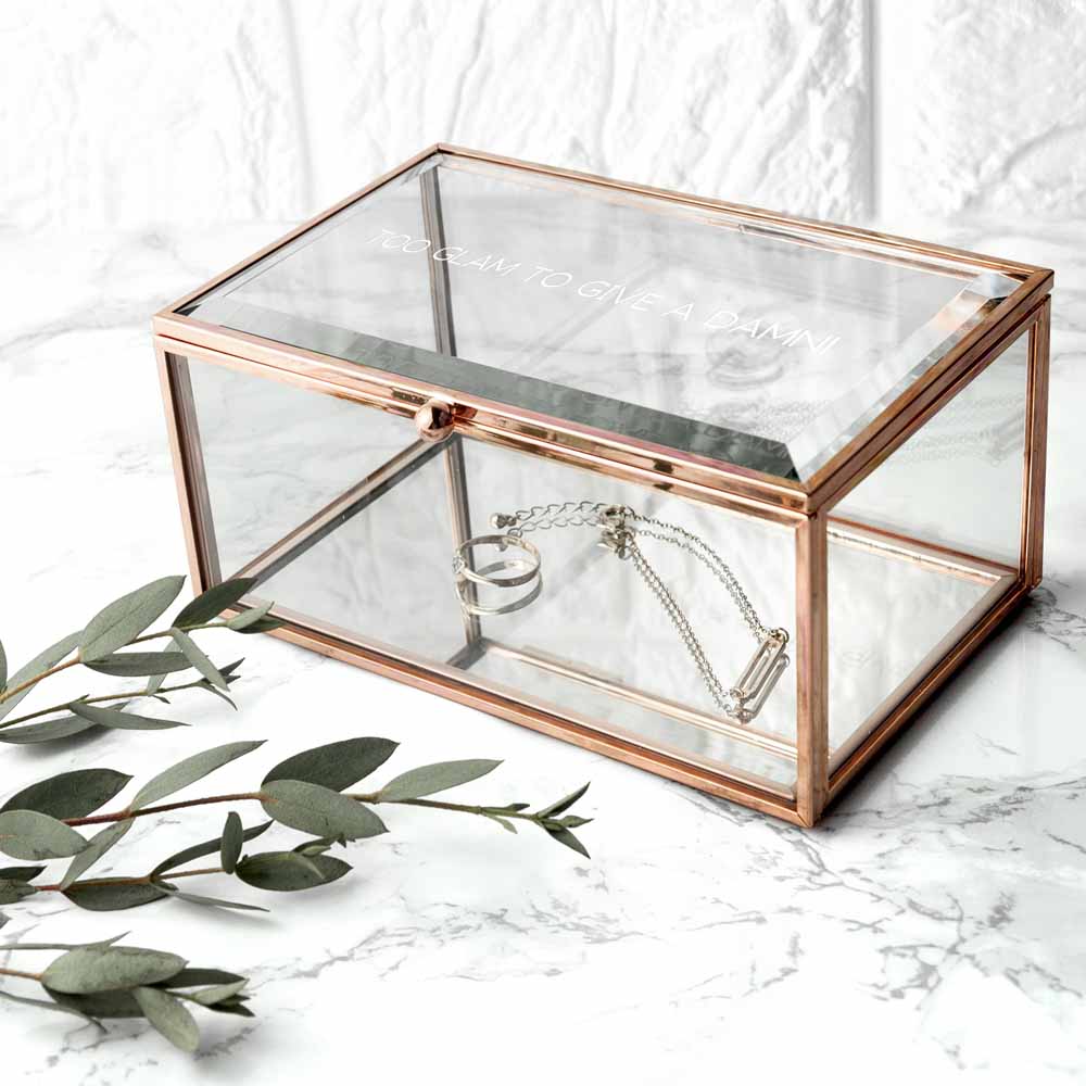 Personalised Rose Gold Glass Jewellery Box - treat-republic