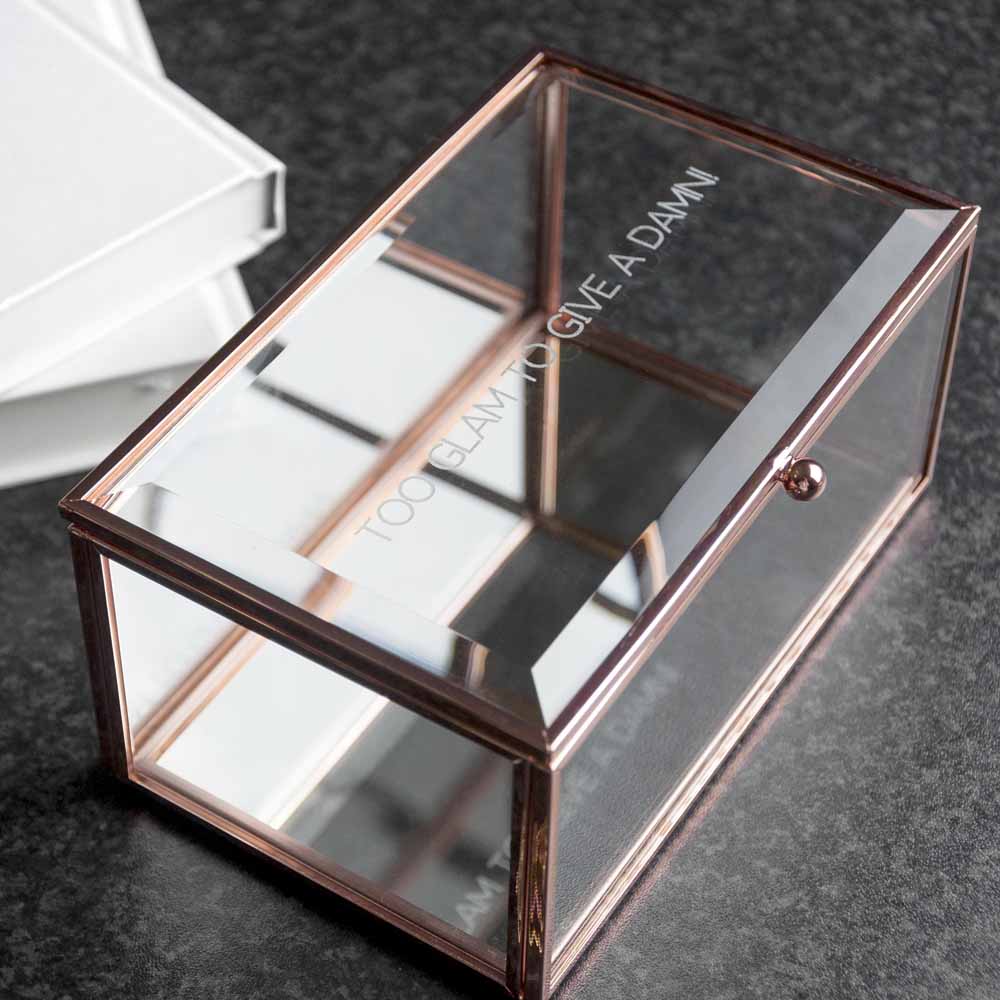 Personalised Rose Gold Glass Jewellery Box - treat-republic