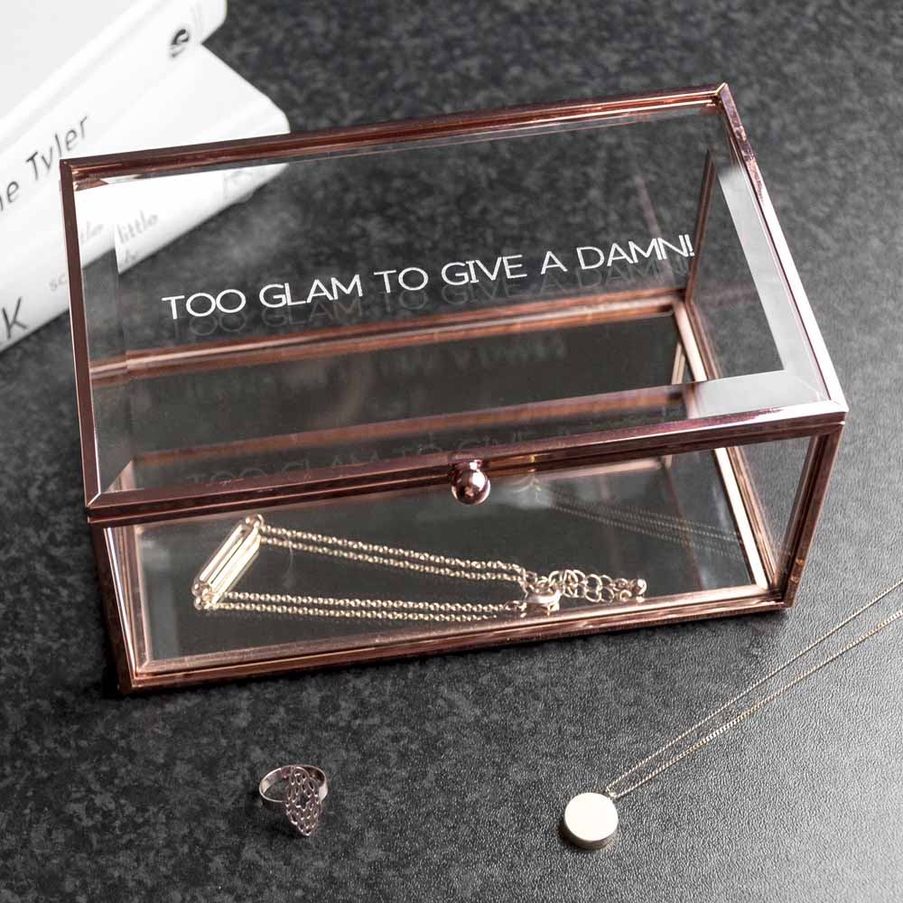 Personalised Rose Gold Glass Jewellery Box - treat-republic
