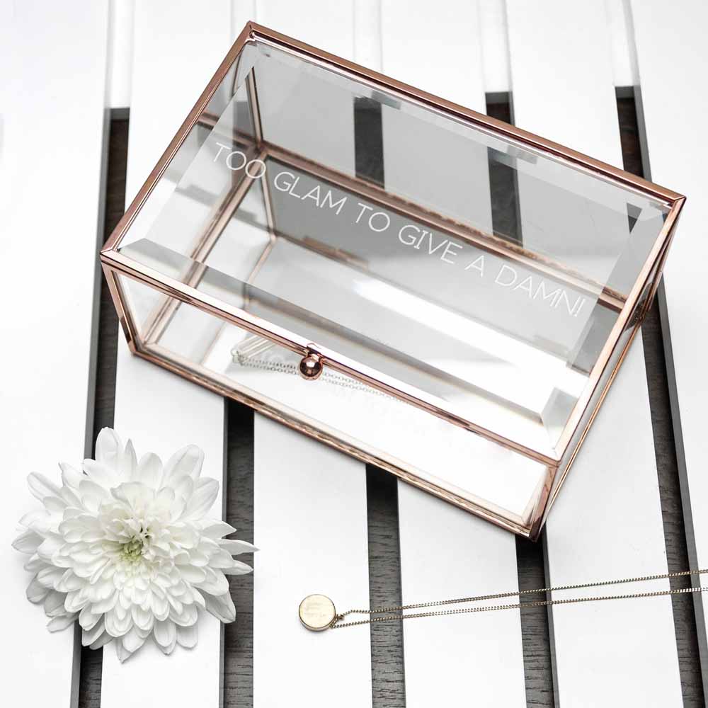 Personalised Rose Gold Glass Jewellery Box - treat-republic