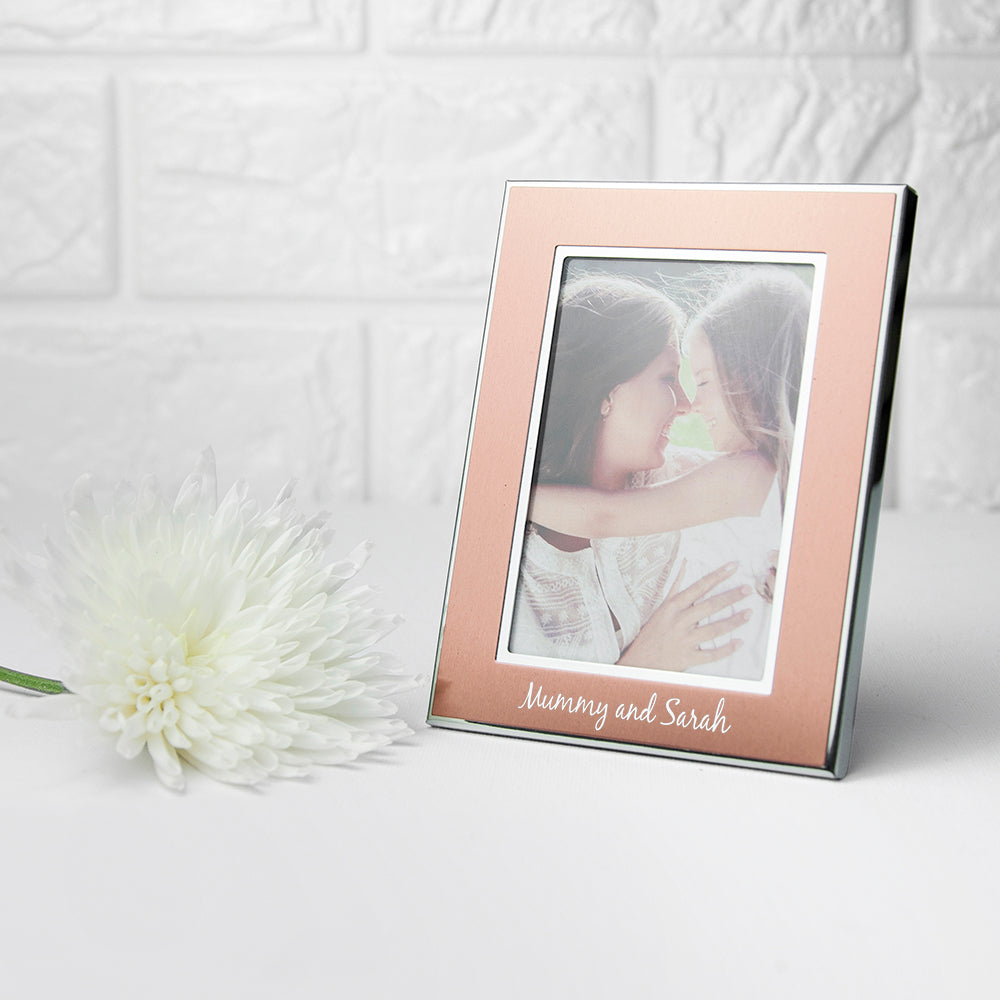 Personalised Small Rose Gold Metal Photo Frame - treat-republic