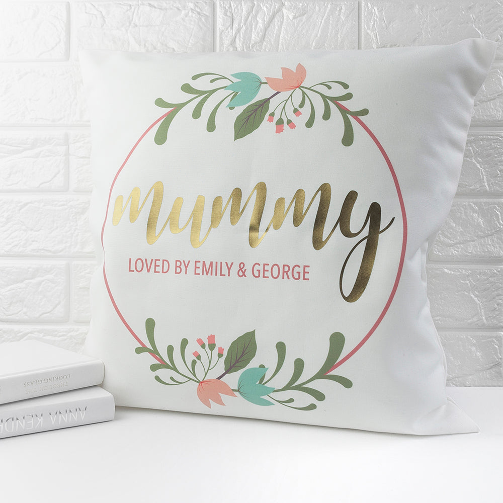 Personalised Floral Wreath Cushion Cover - treat-republic