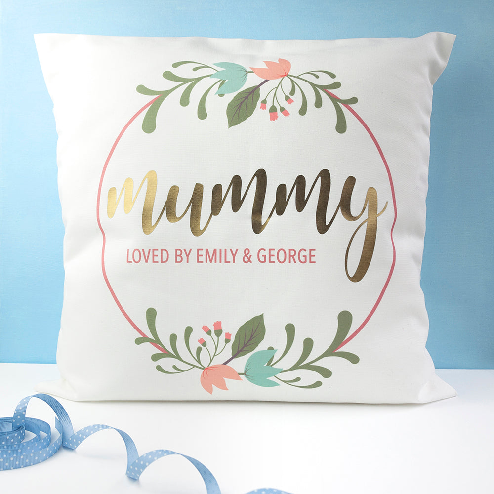 Personalised Floral Wreath Cushion Cover - treat-republic