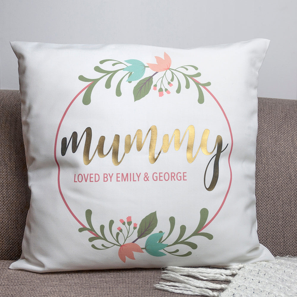 Personalised Floral Wreath Cushion Cover - treat-republic