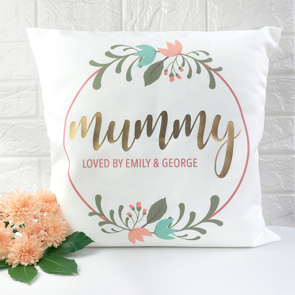 Personalised Floral Wreath Cushion Cover - treat-republic
