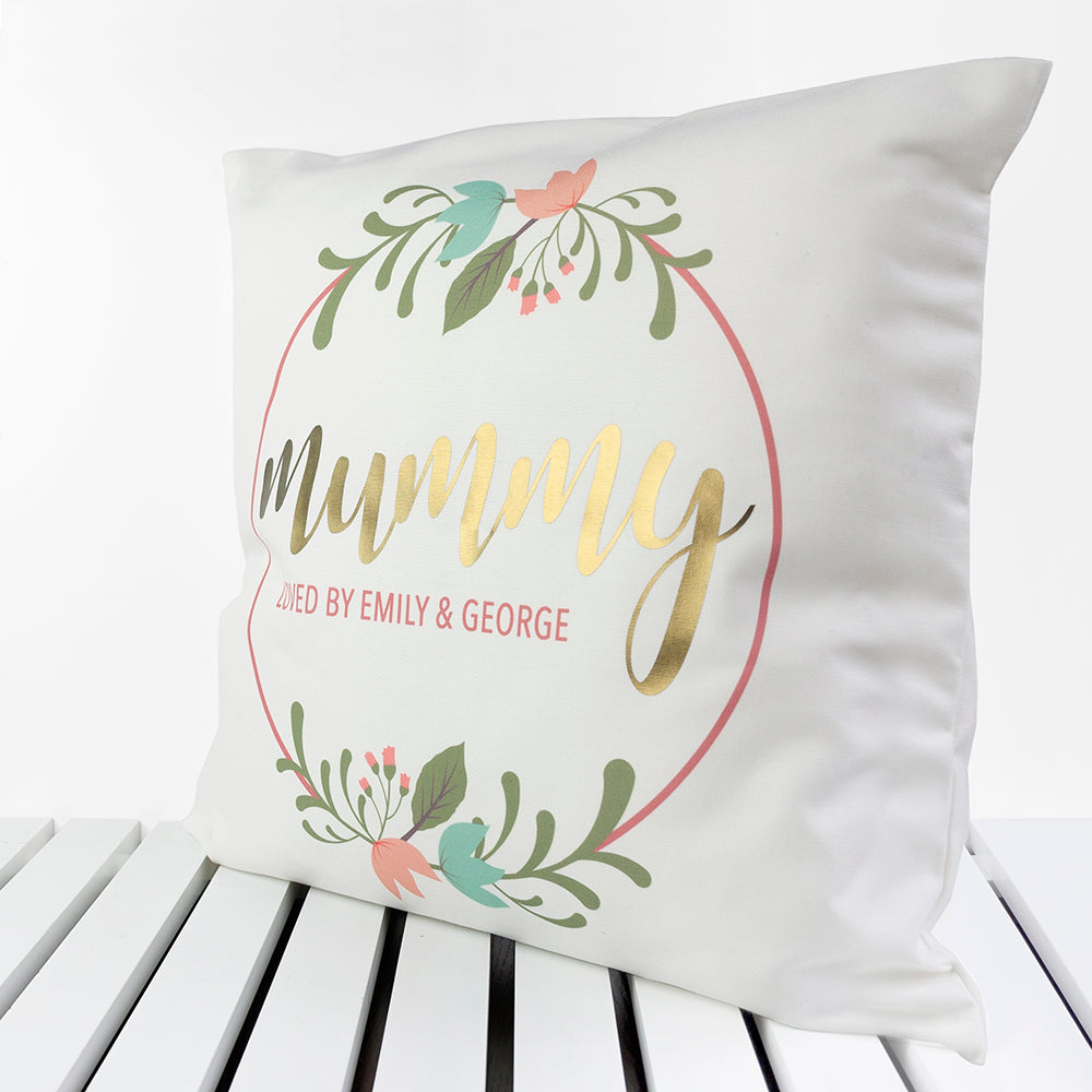 Personalised Floral Wreath Cushion Cover - treat-republic