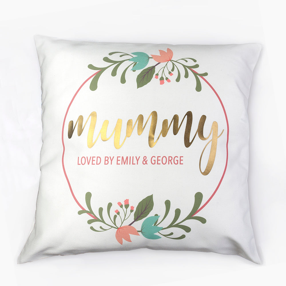 Personalised Floral Wreath Cushion Cover - treat-republic
