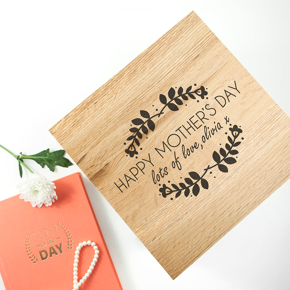 Personalised Happy Mother's Day Large Oak Photo Cube - treat-republic