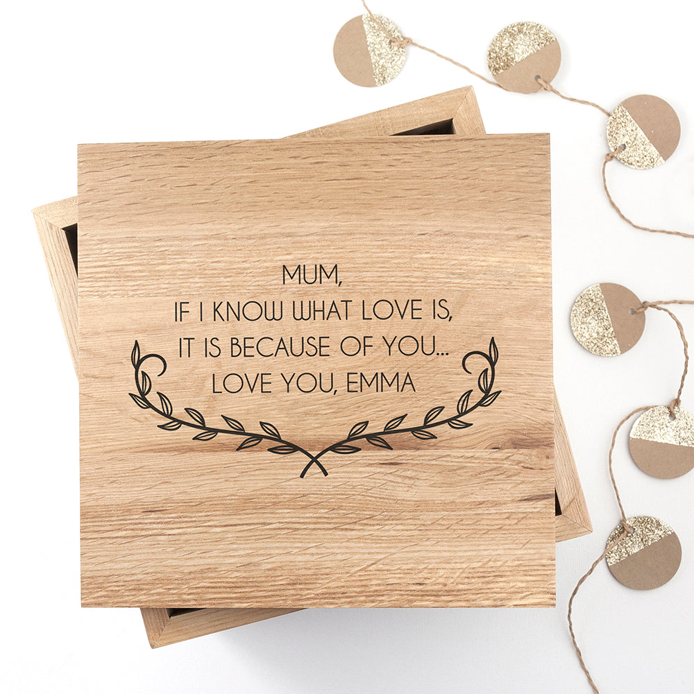 Personalised Mother's Love Large Oak Photo Cube - treat-republic
