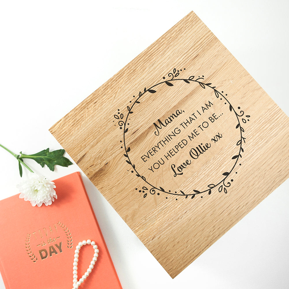 Personalised Thank You Mum Large Oak Photo Cube - treat-republic