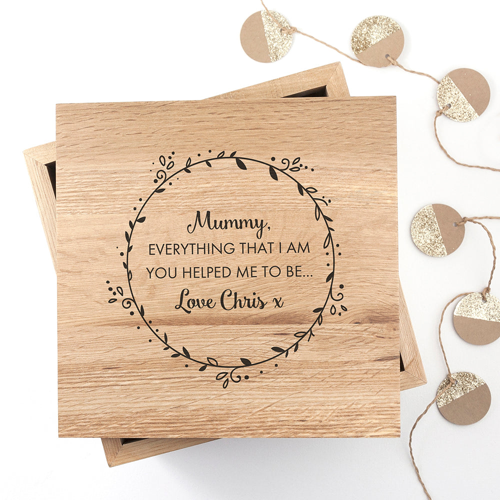 Personalised Thank You Mum Large Oak Photo Cube - treat-republic
