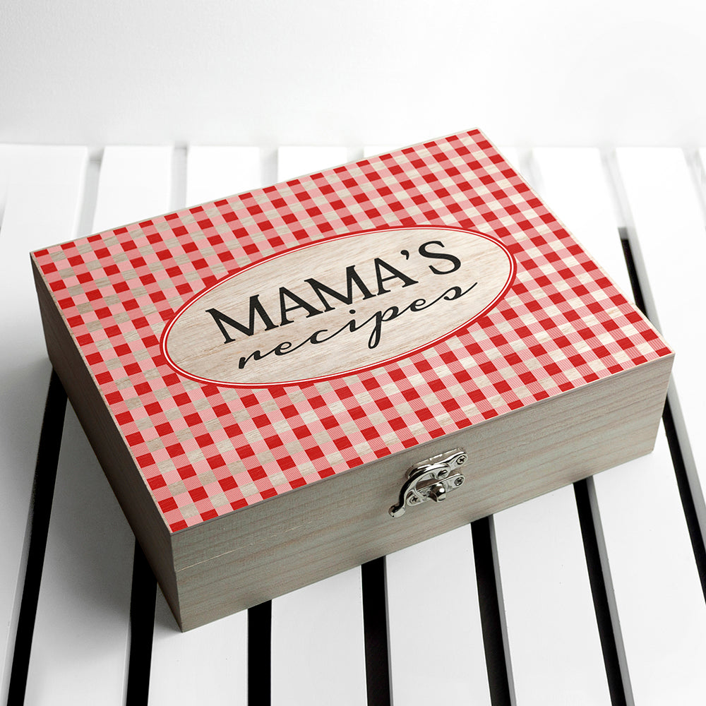 Personalised Gingham Red Recipe Box - treat-republic
