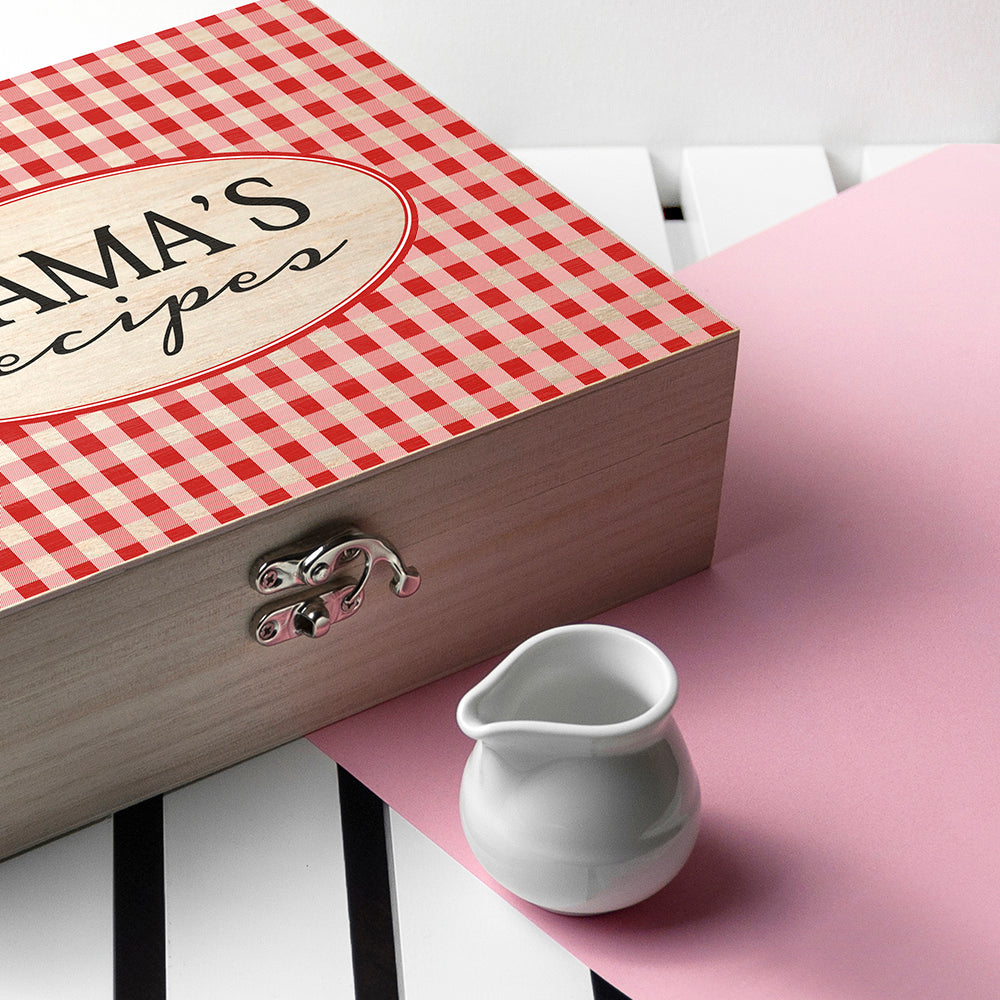Personalised Gingham Red Recipe Box - treat-republic