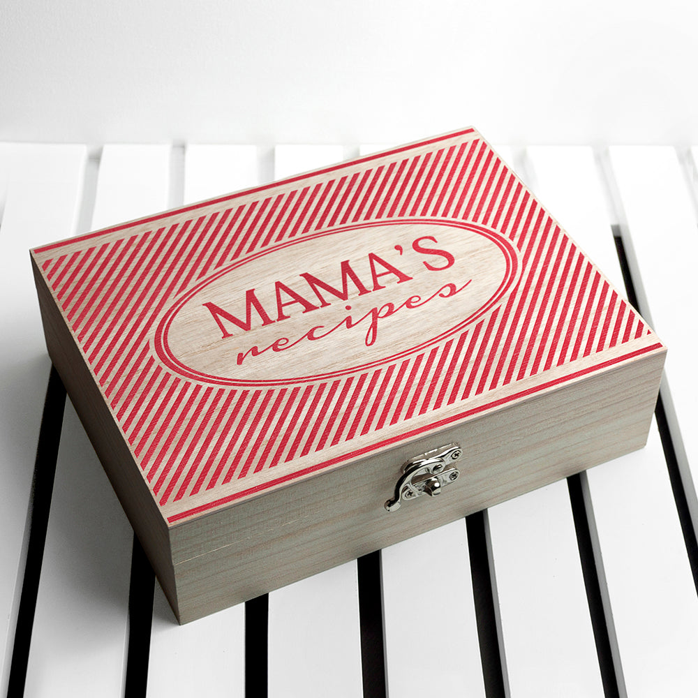 Personalised Retro Stripe Recipe Box - treat-republic