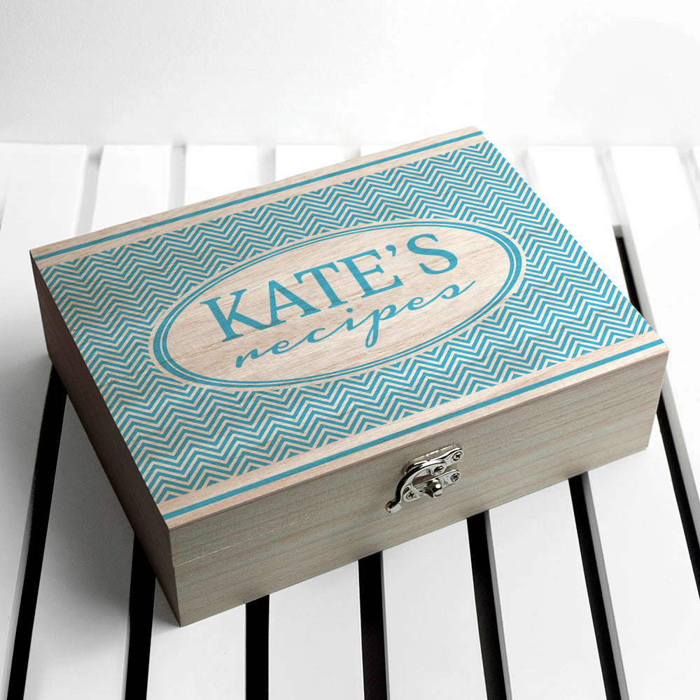 Personalised Retro Chevron Recipe Box - treat-republic