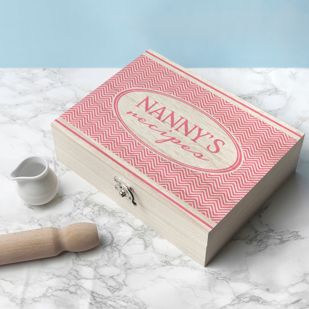 Personalised Retro Chevron Recipe Box - treat-republic