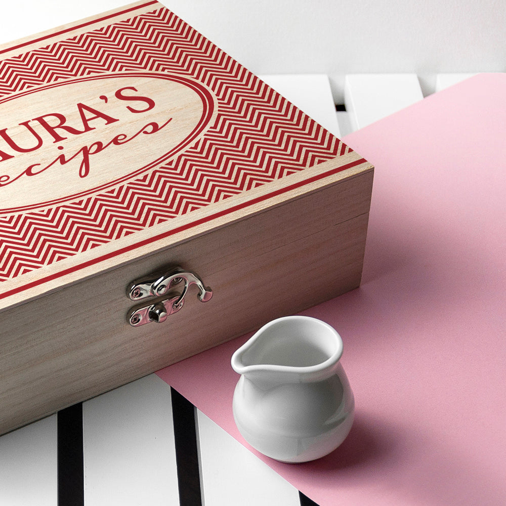 Personalised Retro Chevron Recipe Box - treat-republic