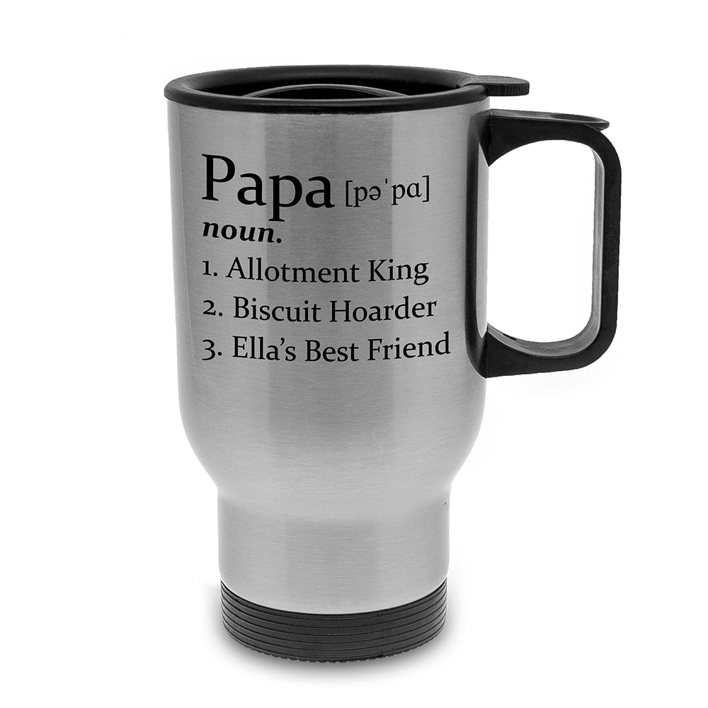Definition of Dad Silver Travel Mug - treat-republic