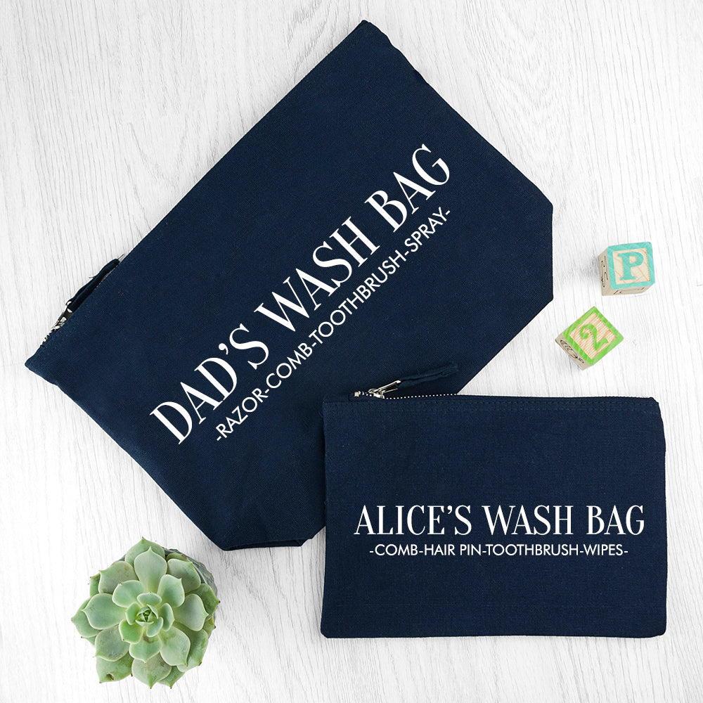 Personalised Daddy & Me Navy Wash Bags - treat-republic