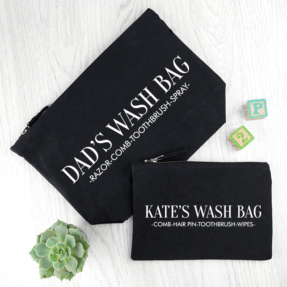 Personalised Daddy & Me Black Wash Bags - treat-republic