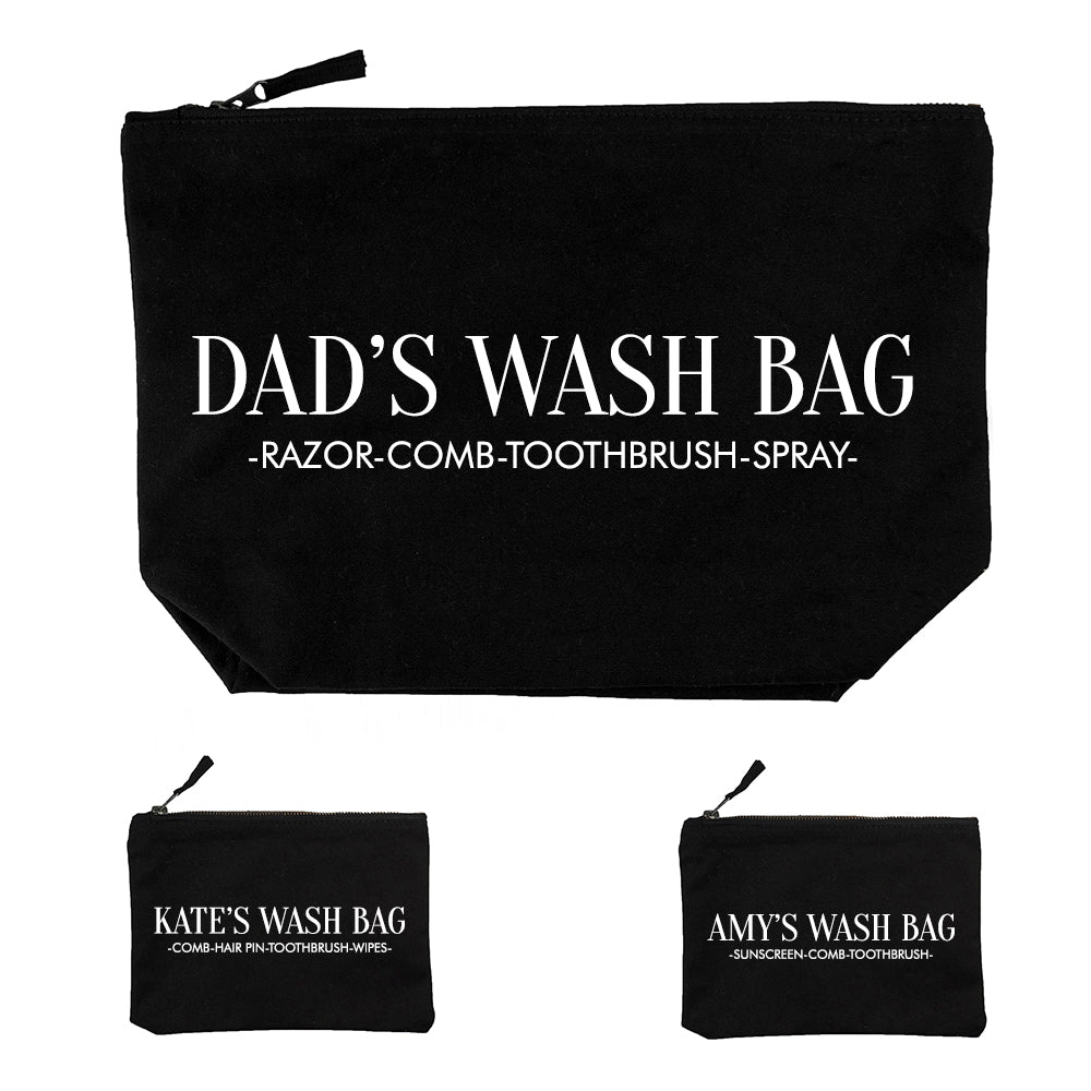 Personalised Daddy & Me Black Wash Bags - treat-republic