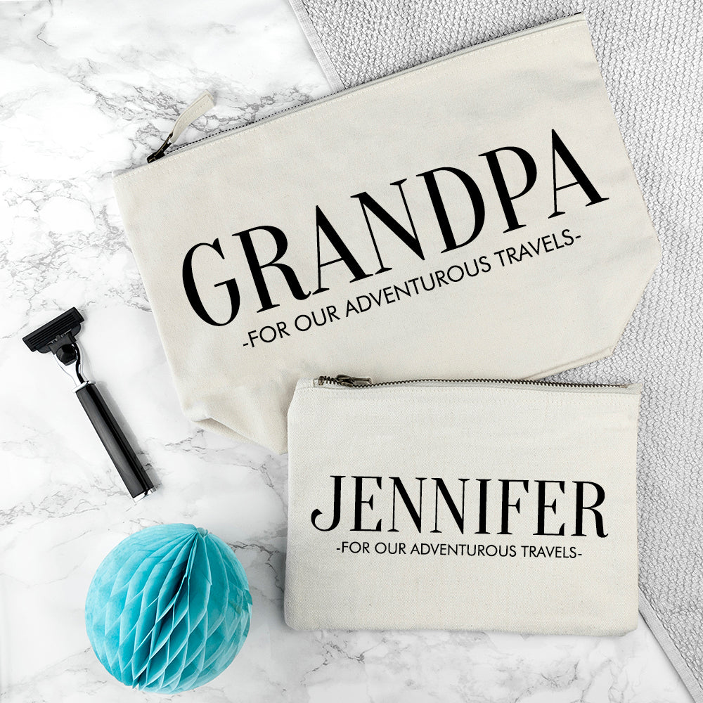 Personalised Daddy & Me Cream Wash Bags - treat-republic