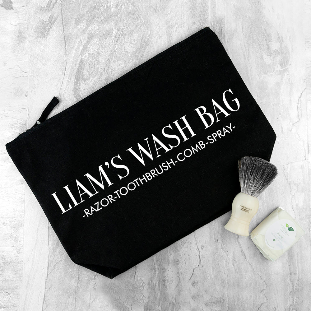 Personalised Men's Wash Bag in Black - treat-republic
