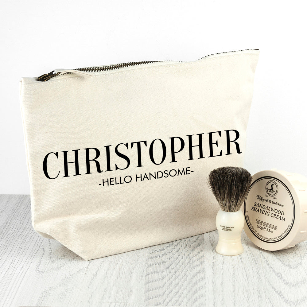 Personalised Men's Wash Bag in Cream - treat-republic