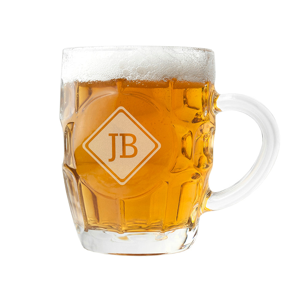 Diamond Monogrammed Dimpled Beer Glass - treat-republic