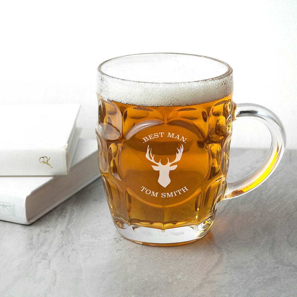 Personalised Stag Dimpled Beer Glass - treat-republic