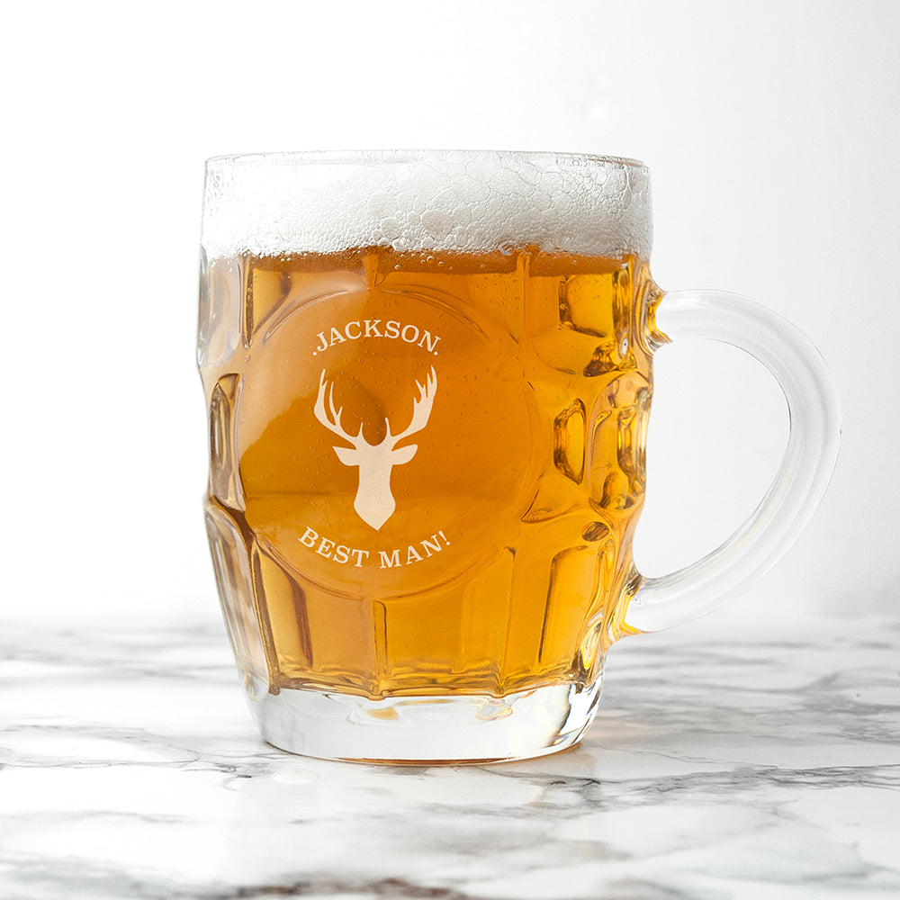 Personalised Stag Dimpled Beer Glass - treat-republic