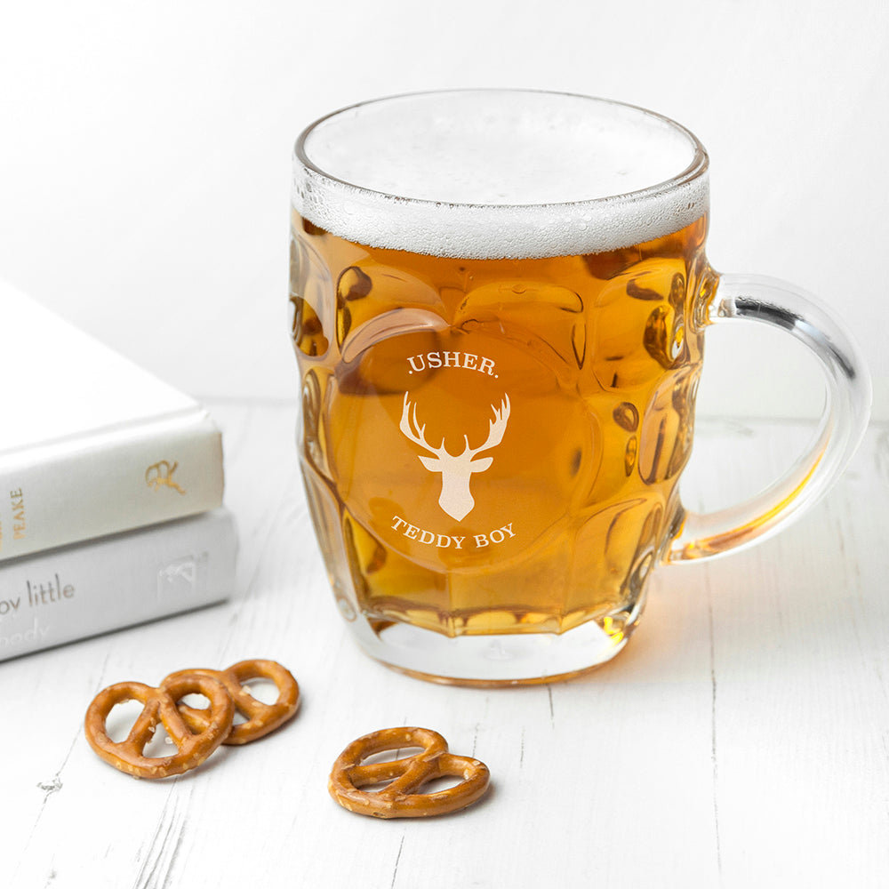 Personalised Stag Dimpled Beer Glass - treat-republic