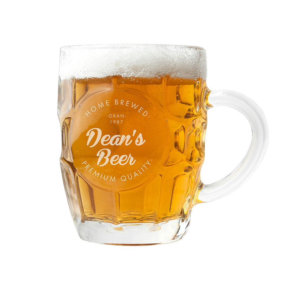 Personalised Home Brewed Dimpled Beer Glass - treat-republic